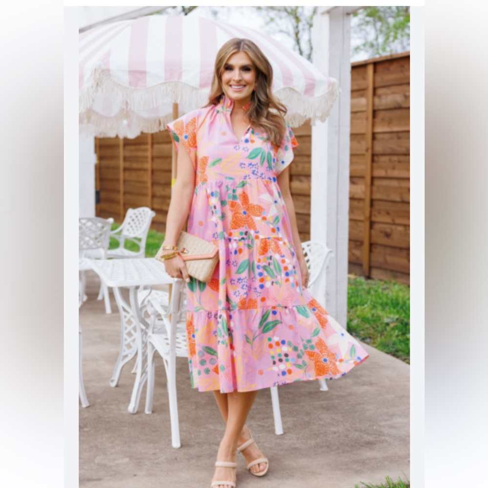 Pinch Pink Floral BRIDGETTE Midi Dress Size medium